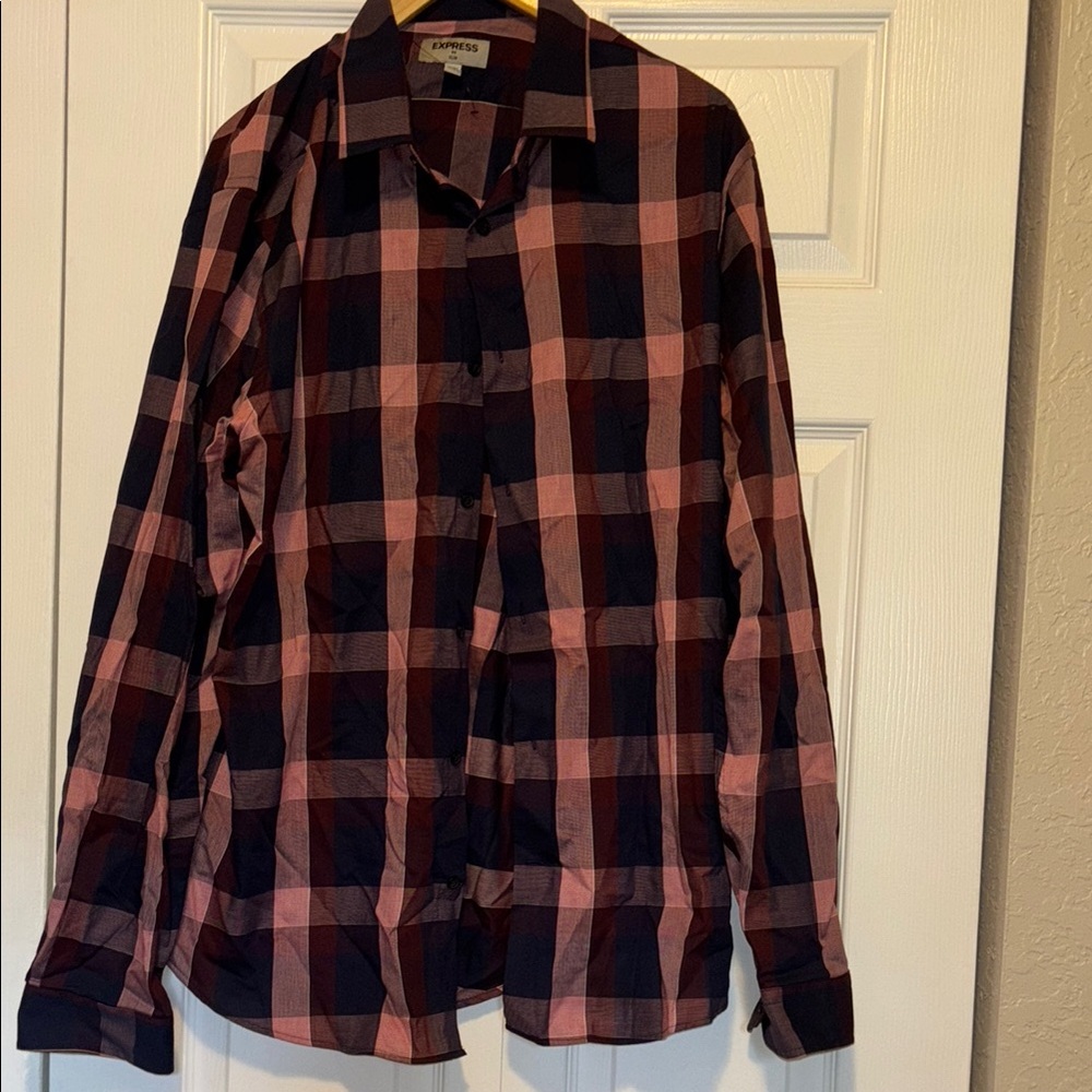 Express Casual Pink and Blue Button Down Shirt